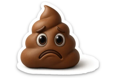 emoji stile iphone 3d di una cacca con espressione triste, iperrealistiche 4k sticker