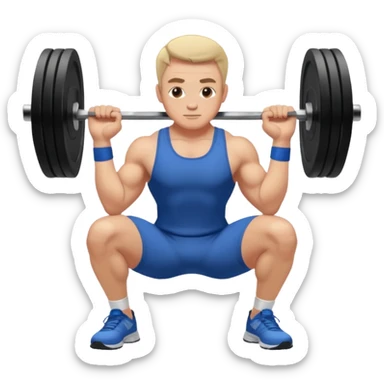 Guy squating no weights sticker