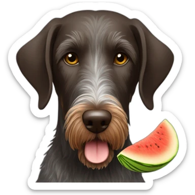 german wirehaired pointer eating a melon sticker