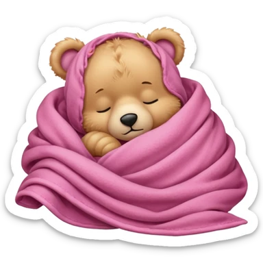 Pink teddy bear sleeping under a blanket  sticker