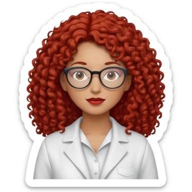 rizada peli roja , trigueña , con lentes y ropa blanca pelo largo  sticker