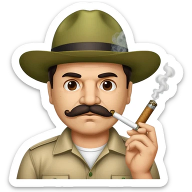 El Chapo Guzman with mustache smoking a marijuana joint sticker