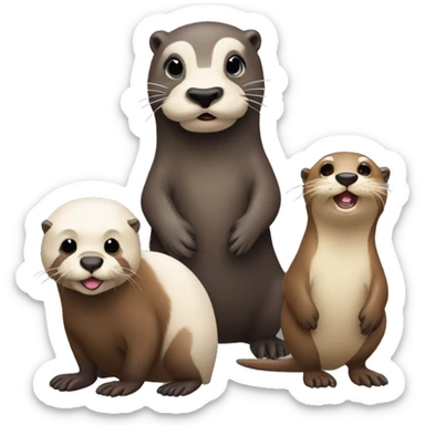 Drei Tiere Otter, Eule, Schaf  sticker