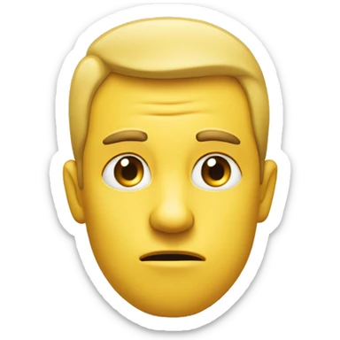 A yellow face with furrowed eyebrows looking upwards with thumb and index finger resting on its chin. Intended to show a person pondering or deep in thought sticker