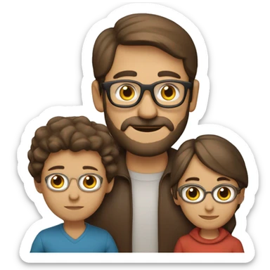 Familia de padre rubio con gafas, madre de pelo largo y liso y castaño, y  niño rubio  sticker