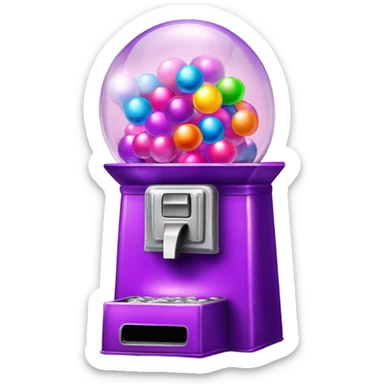 Realistic isolated metallic pink and purple decorated with shiny diamond rhinestone bubblegum ball machine with colorful neon colored gumballs inside of it. sticker