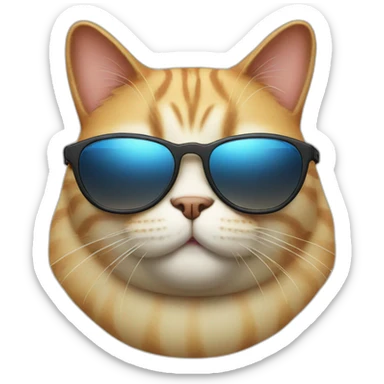 fat cat with sunglass full body  sticker