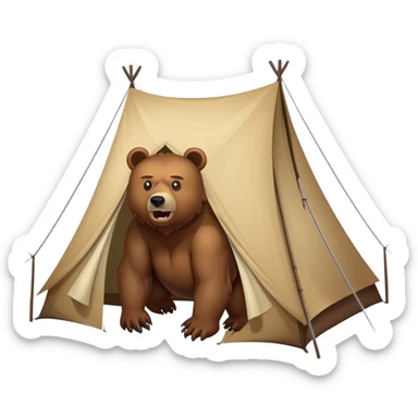 angry bear hovering over tent sticker