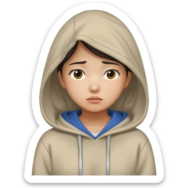 South Korean female college student with a worried face (melange hoodie) sticker