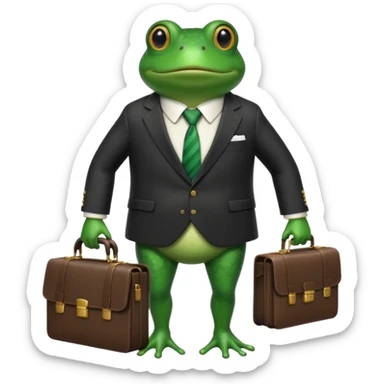 frog with a suit and tie and a briefcase sticker