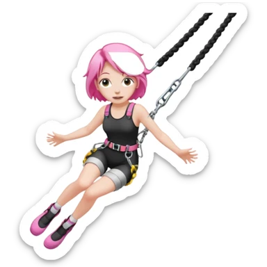 bungee jumping face with earrings pink hair sticker