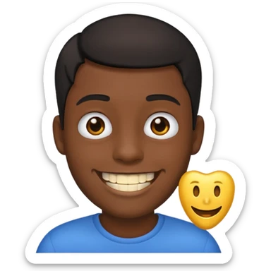 Isso agora faca esse emoji masculino com um cabelo preto baixo e um sorriso com um dente de ouro sticker