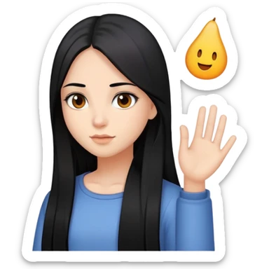 une fille, au cheveux noir long et lisse, yeux marron foncé, blanche de peau sticker