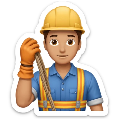 can you make a generic emoji of an individual (who works on a dock, but do not generate the dock itself) holding a rope neatly coiled in their hands? sticker