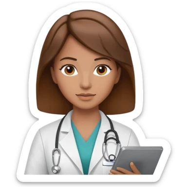 female doctor and ultrasound technician brown hair on technician sticker