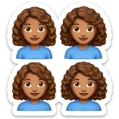Emojis de uma mulher parda, com cabelo ondulado de várias formas sticker