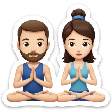 scottish man with stubble, brunette woman doing yoga sticker