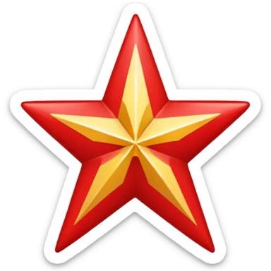 a twelve point star with slightly rounded borders, red sticker