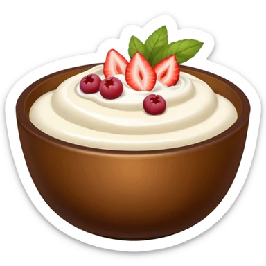Brown bowl with yogurt and fruit in it sticker