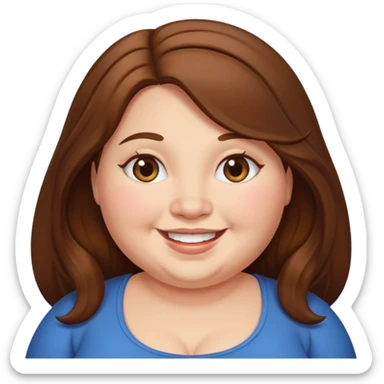 chubby lady with long brown hair sticker