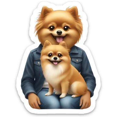  Pomeranian dog with girl  sticker