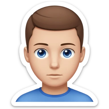 teenage male with buzz cut, brown hair, white, and blue eyes  sticker