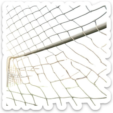Cinematic Realistic image of a soccer goal net with intricately detailed mesh textures and subtle signs of wear, set against a dynamic, sunlit stadium backdrop that emphasizes its iconic presence in the game sticker