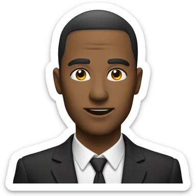 a person with a very sharp jawline pointing at it sticker