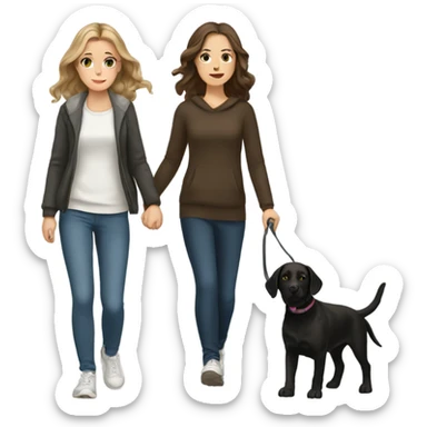 White Girl with brown hair walking a black Labrador  sticker