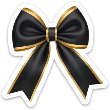 Black bow with golden outer line sticker