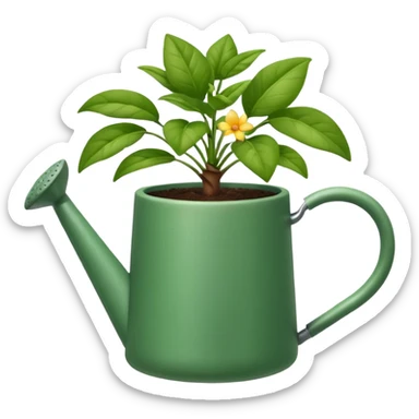 potted plant with a watering can above sticker
