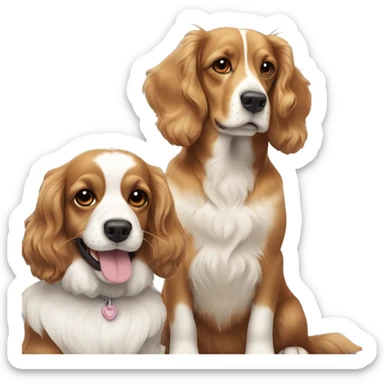 Cocker spaniel and corgi sitting next to each other  sticker