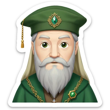 albus dumbledore from harry potter with green scottish Tam o'shanter cap and decorative motifs sticker