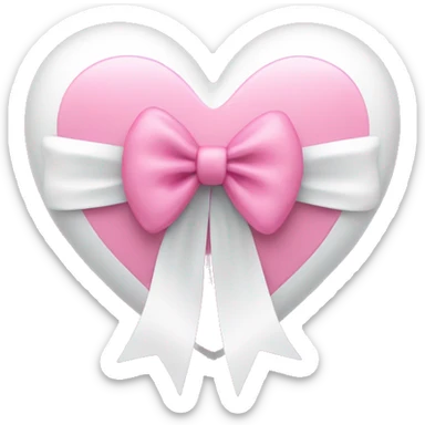 pink heart with white bow sticker
