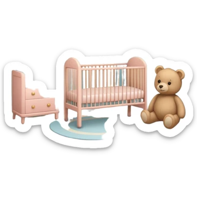 baby room, Cozy baby room with crib and teddy bear sticker