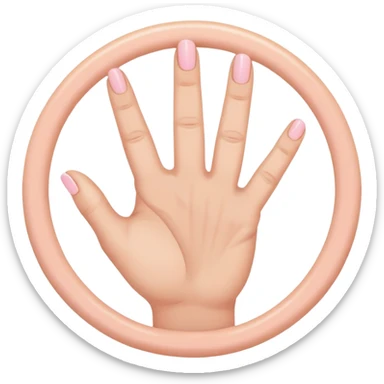 hand gesture with thumb above index finger forming a circle, middle finger and ring finger intertwined, pinky finger slightly spaced out sticker