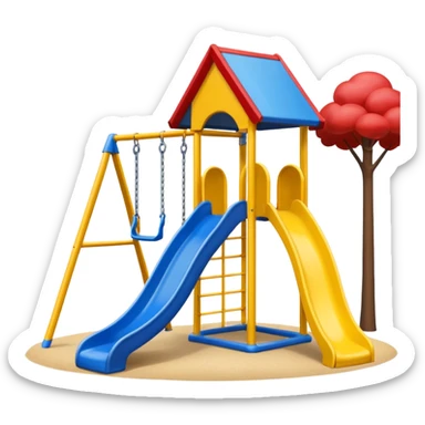 playground with one yellow slide, one blue swing, red roof over the slide, no trees sticker