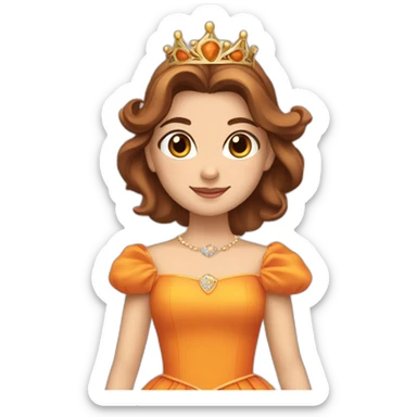Princesse daisy with Brown hair an orange dress and à crown sticker