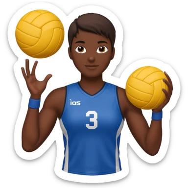 volleyball player, dark skin, with volleyball ball sticker