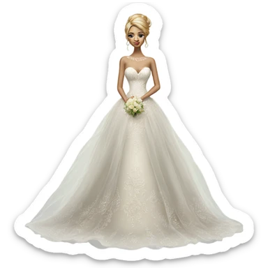 Hyper Realistic ornate Wedding dress displays  with tulle sticker