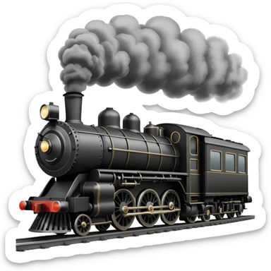 an old-fashion steam train seen head-on as it moves down the tracks sticker