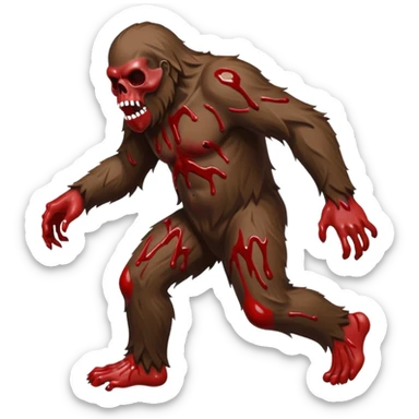 A sasquatch covered in blood and made in the style of your bleeding skull art. Full body, but from the back like he's running away. Just his back side sticker