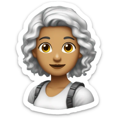 Chica de pelo castaño oscuro con mechones claras, piel trigueña, facciones angelicales sticker