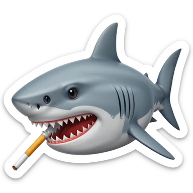 Shark face with a cigarette in its mouth sticker
