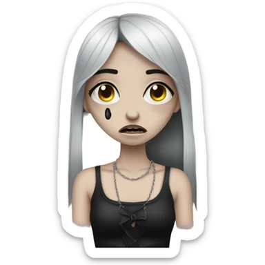 Goth girl crying with tear stains sticker