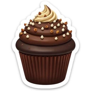 Chocolate dipped cupcake with hazelnut topping sticker