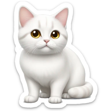 White munchkin cat standing sticker