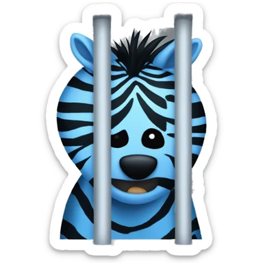 blue zebra in a jail cell sticker