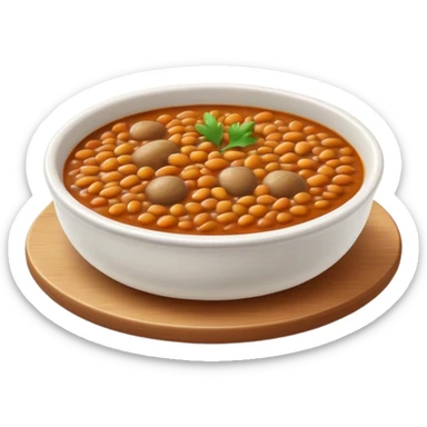 Cinematic Realistic Dal Dish Emoji, featuring a hearty lentil stew with aromatic spices rendered with lifelike textures and warm, comforting lighting. sticker