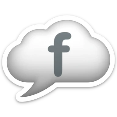white cloud chat bubble with a grey f on it sticker